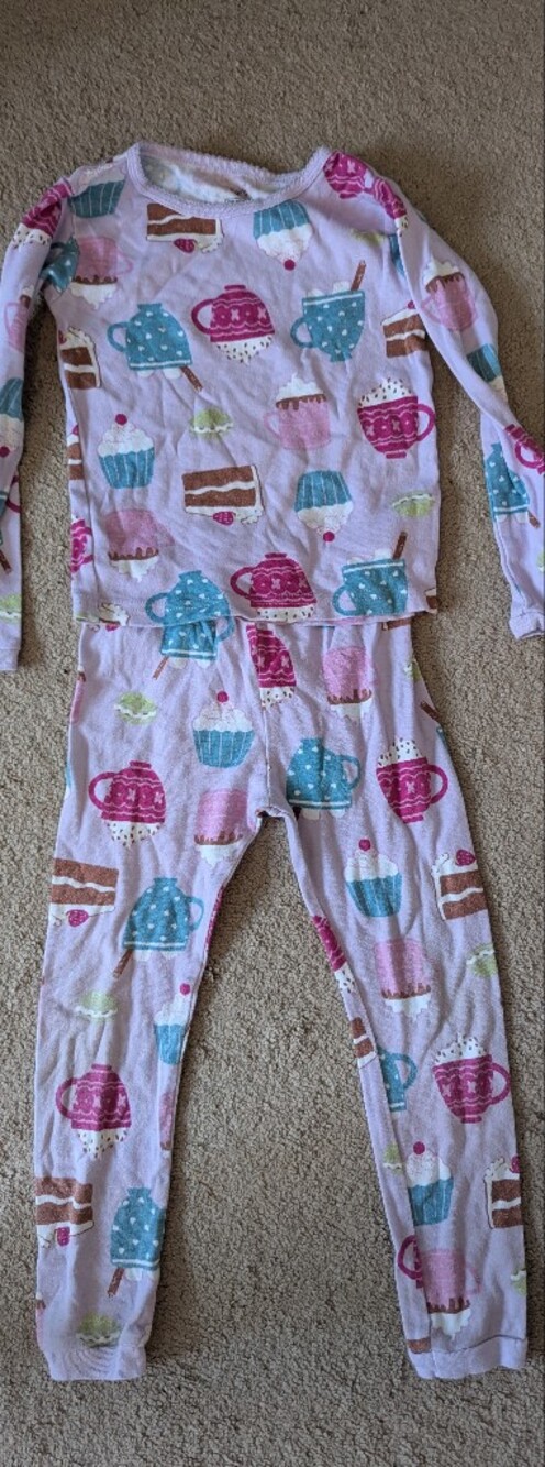 Carter's Pink Cupcake & Teacup Pajama Set with Teal Accents